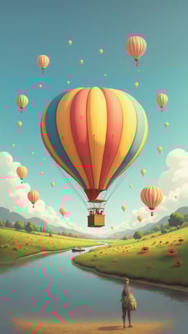 A Whimsical Scene of Colorful Hot Air Balloons Mobile Preview