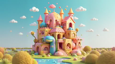 A Whimsical World of Giant Colorful Building Blocks Desktop Preview