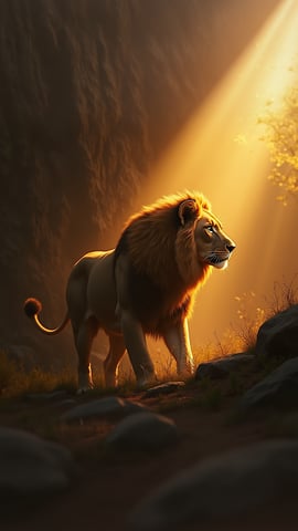 African Lion Sitting on a Rocky Outcrop in the Serengeti Mobile Preview