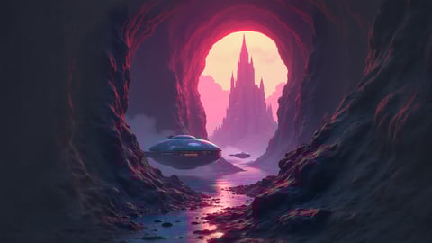 Among Us Spaceship Scene with Crewmates and Impostors Desktop Preview