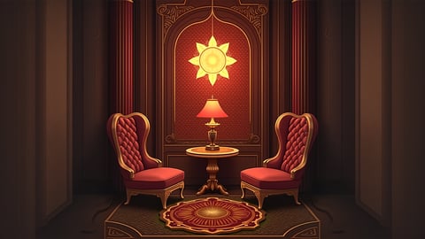 Art Deco Building with Geometric Patterns and Gold Accents Mobile Preview