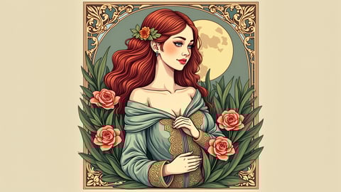 Art Nouveau Floral Woman Mobile Preview