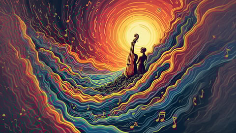 Abstract Colorful Overlapping Soundwaves Pattern Desktop Preview