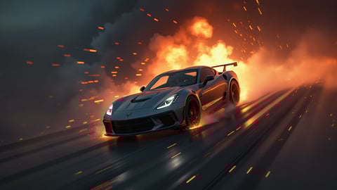 Action-Packed Chevrolet Corvette Wallpaper Desktop Preview