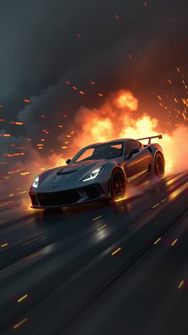 Action-Packed Chevrolet Corvette Wallpaper Mobile Preview