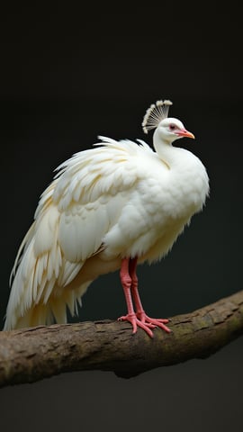 Albino Peacock Displaying Its White Feathers Mobile Preview