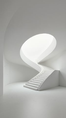 Elegant White Spiral Staircase in Modern Building Mobile Preview