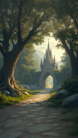 Elegant Elven City Among Ancient Trees Mobile Preview