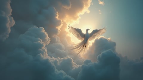 Angelcore Wallpaper with Soft Clouds and Feathers Desktop Preview