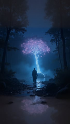 Bioluminescent Forest at Night Mobile Preview