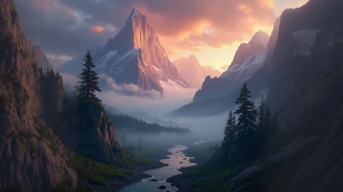 Breathtaking Mountain Range at Sunrise Desktop Preview