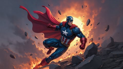 Captain America in Heroic Pose Desktop Preview