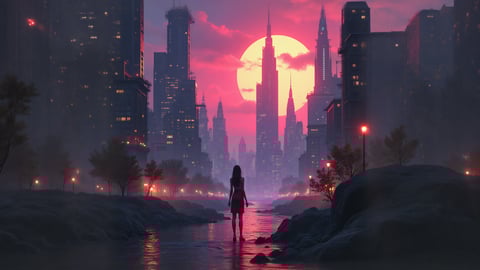 Commander Shepard on Futuristic Cityscape Mobile Preview