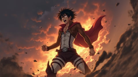 Eren Yeager in Titan Form Roaring Fiercely Desktop Preview