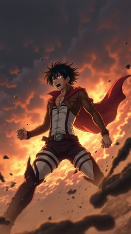 Eren Yeager in Titan Form Roaring Fiercely Mobile Preview