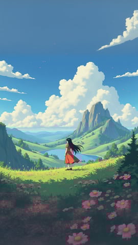 Howl’s Moving Castle Floating Above a Picturesque Landscape Mobile Preview