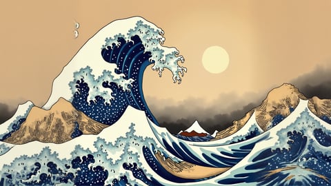Ukiyo-e Waves Desktop Preview