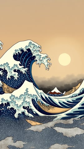 Ukiyo-e Waves Mobile Preview