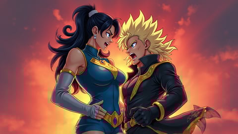 Jotaro Kujo and Dio Brando Dramatic Face-Off Desktop Preview