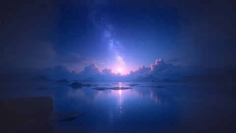 Milky Way Galaxy Over a Tranquil Lake Desktop Preview