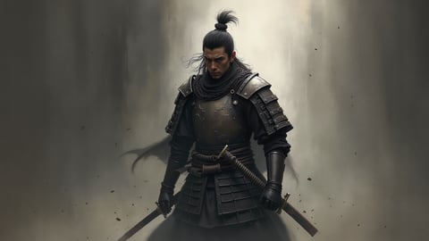 Miyamoto Musashi: Legendary Samurai Warrior in Traditional Armor Desktop Preview