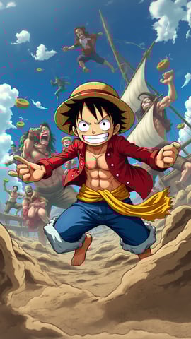 Monkey D. Luffy Engaged in an Epic Battle Mobile Preview