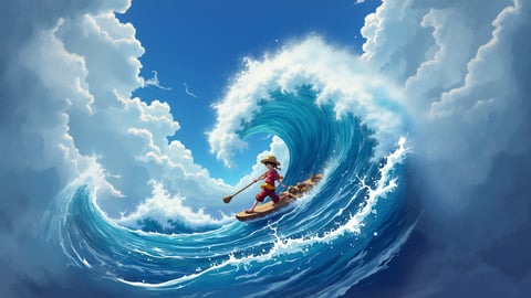 Monkey D. Luffy Sailing on the Thousand Sunny Desktop Preview