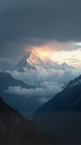 Mount Everest Surrounded by Clouds Mobile Preview