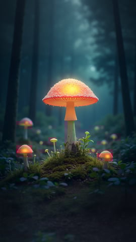 Mystical Forest with Glowing Mushrooms Mobile Preview