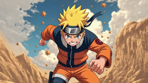 Naruto Uzumaki in a Dynamic Pose Desktop Preview