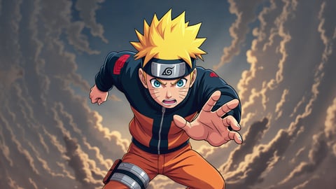 Naruto Uzumaki in Action Pose Desktop Preview