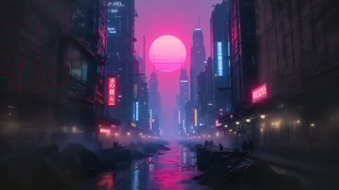 Neo-Tokyo Skyline: Futuristic Skyscrapers and Neon Lights Desktop Preview