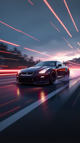 Nissan GT-R on a Winding Mountain Road Mobile Preview