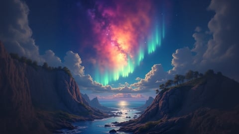 Northern Lights Illustration Desktop Preview