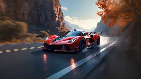 Pagani Huayra on a Scenic Mountain Road Desktop Preview