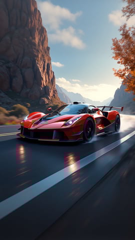 Pagani Huayra on a Scenic Mountain Road Mobile Preview