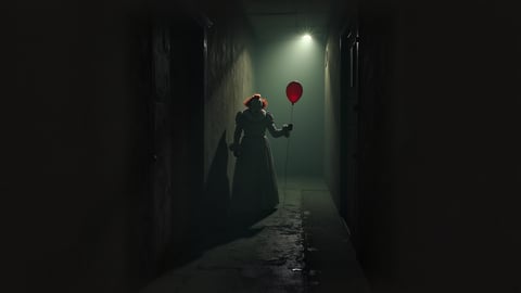 Pennywise the Dancing Clown Lurking in a Dark Sewer Desktop Preview