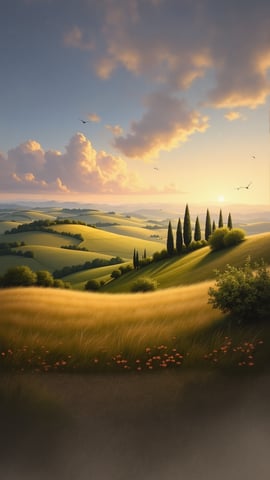 Rolling Hills of Tuscany at Golden Hour Mobile Preview