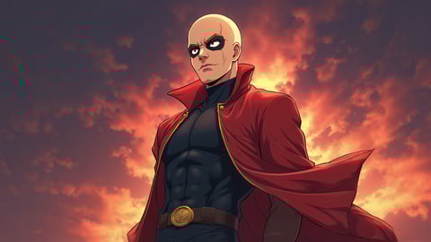 Saitama in Heroic Pose from One Punch Man Desktop Preview