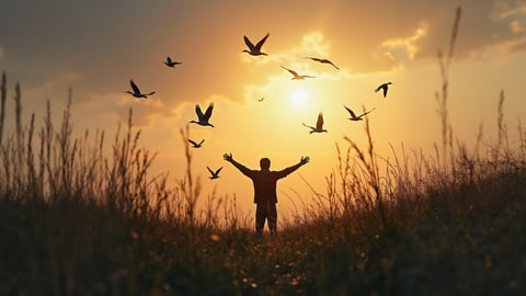 Silhouettes of Birds in Flight Desktop Preview