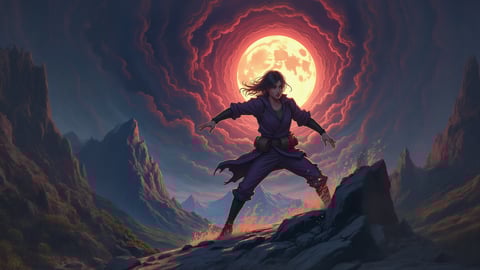 Tanjiro Kamado Battling a Powerful Demon in a Forest Desktop Preview