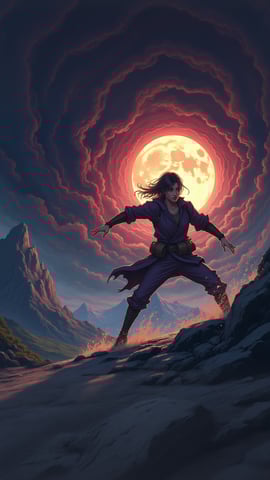 Tanjiro Kamado Battling a Powerful Demon in a Forest Mobile Preview