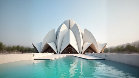 The Lotus Temple in Delhi, India on a Bright Clear Day Desktop Preview