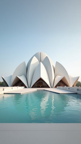 The Lotus Temple in Delhi, India on a Bright Clear Day Mobile Preview