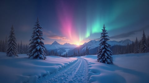 The Aurora Borealis Over a Snowy Landscape Mobile Preview