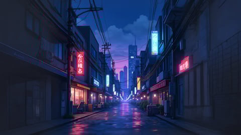 Tokyo Nightscape with Anime Flair Desktop Preview