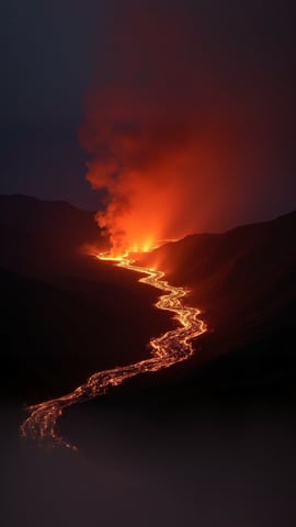 The Glowing Lava Flow of Kilauea at Night Mobile Preview