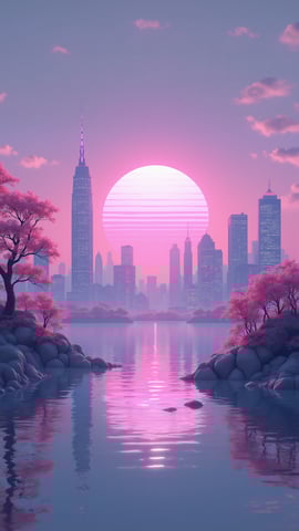 Tokyo Skyline with Cherry Blossoms Mobile Preview