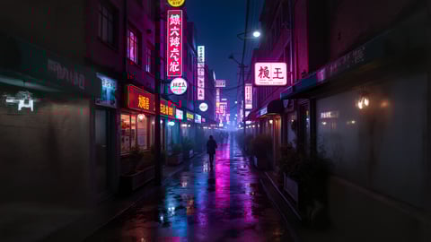A Bustling Tokyo Street at Night Desktop Preview