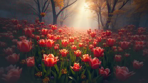 A Field of Vibrant Tulips Desktop Preview